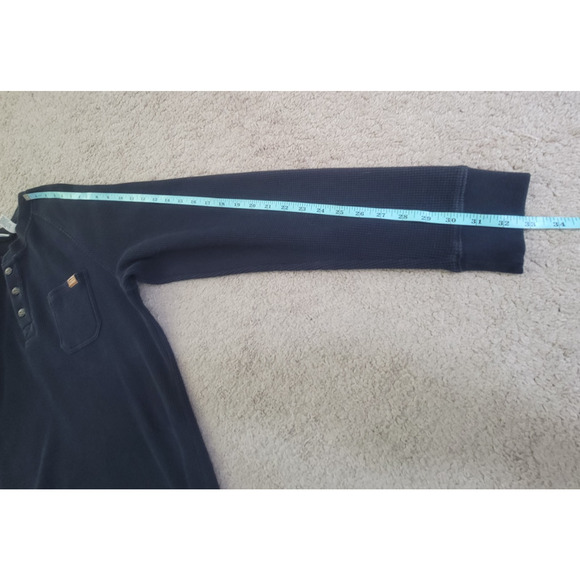 L.L. Bean Mens LT Tall Waffle Knit Tharmal Long Sleeve Henley Top Shirt Black - Picture 7 of 11